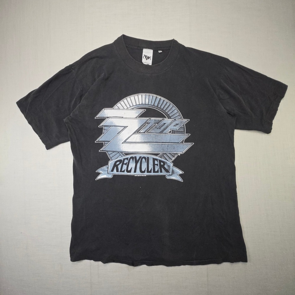 Vtg ZZ Top Recycler World Tour Shirt Black Mens Large Single Stitch Concert 1990